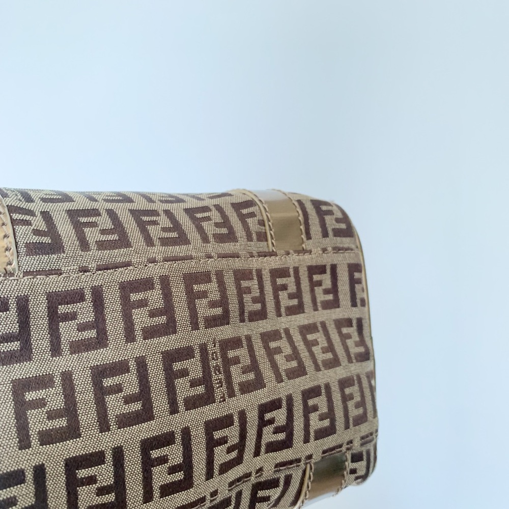 Sold Auth VTG Fendi Zucchino Mini Boston Bag Gold - Picture 9 of 16